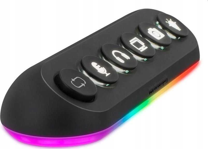 „Streamplify HUB DECK 5“, 4x USB 3.0, 1x USB 2.0, RGB, 12V, ES maitinimo laidas – juodos spalvos