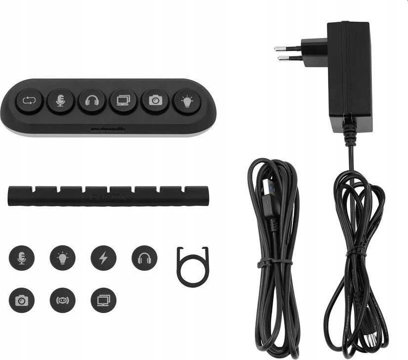 „Streamplify HUB DECK 5“, 4x USB 3.0, 1x USB 2.0, RGB, 12V, ES maitinimo laidas – juodos spalvos