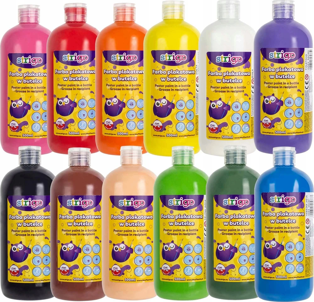 Strigo plakato dažai, 500 ml, balti, vaikams