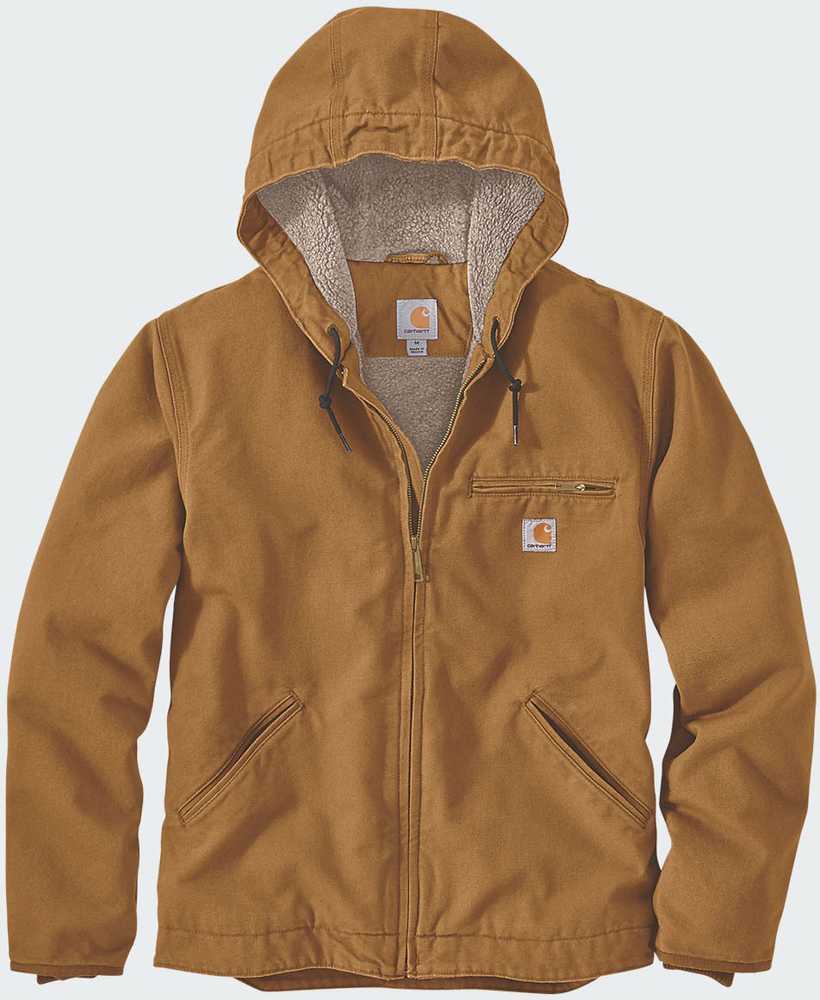 Striukė Carhartt išplautos anties audinio su Sherpa pamušalu, ruda