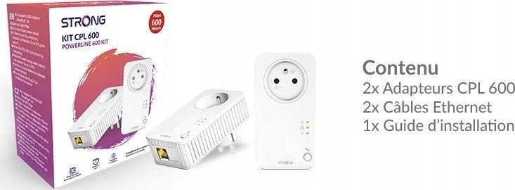Strong Maitinimo linijos adapteris Stiprus Stiprus POWERL600DUOFR Tinklo plokštė skirta PowerLine 600 Mbit/s Wired LAN Balta 2 vnt.