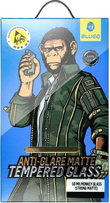 Blueo 5D Mr. Monkey Glass – Apple iPhone 13 juodas (stiprus matinis)