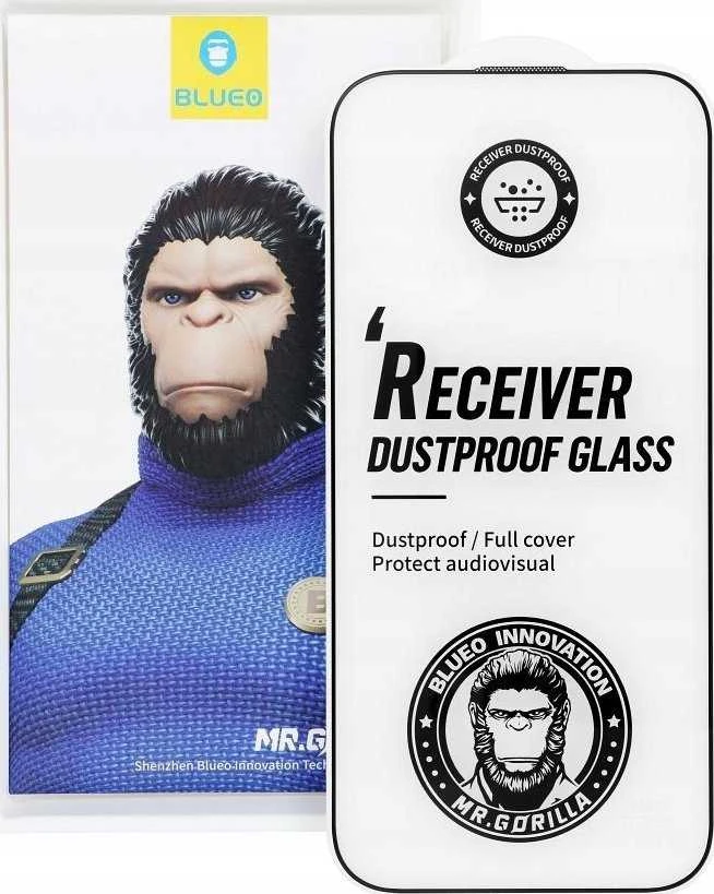 „Blueo 5D Mr. Monkey Glass“ – „Apple iPhone 16 Pro“ juodas (tvirtas, atsparus dulkėms)