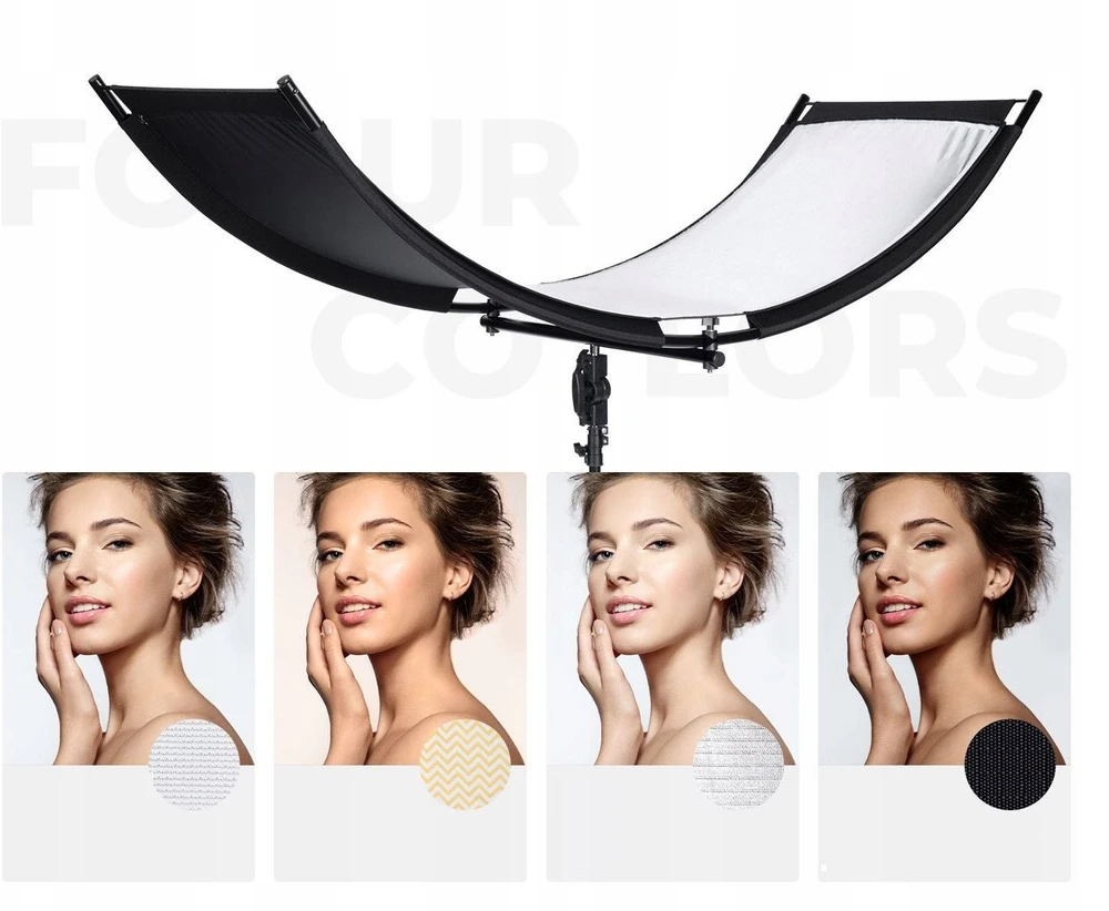 Blenda K&F Blenda Fotograficzna Studio 4w1 Zakrzywiona W Kształcie Litery U 180x60cm + Statyw Stojak K&f / Kf18.0012 / Curved Reflectors