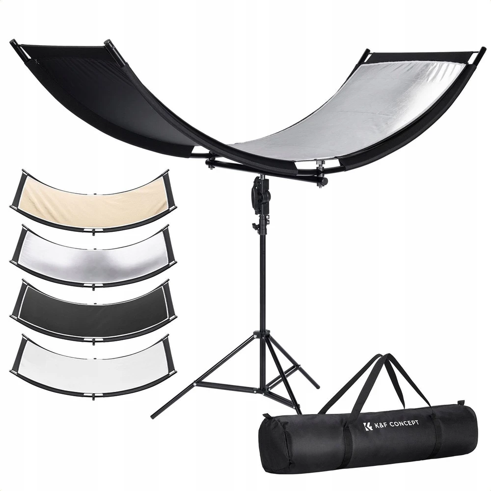 Blenda K&F Blenda Fotograficzna Studio 4w1 Zakrzywiona W Kształcie Litery U 180x60cm + Statyw Stojak K&f / Kf18.0012 / Curved Reflectors