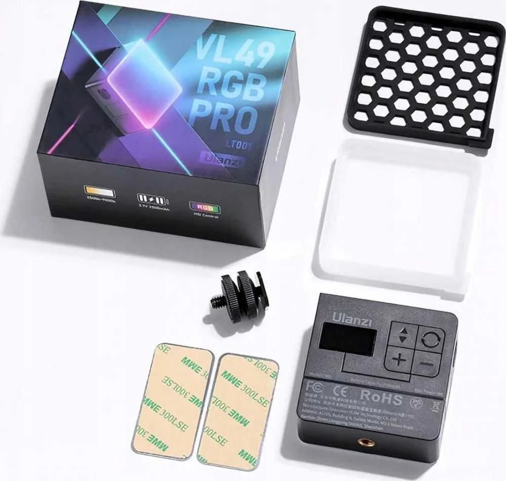 Ulanzi VL49 RGB PRO LED šviestuvas RGB, WB (2500 K - 9000 K)