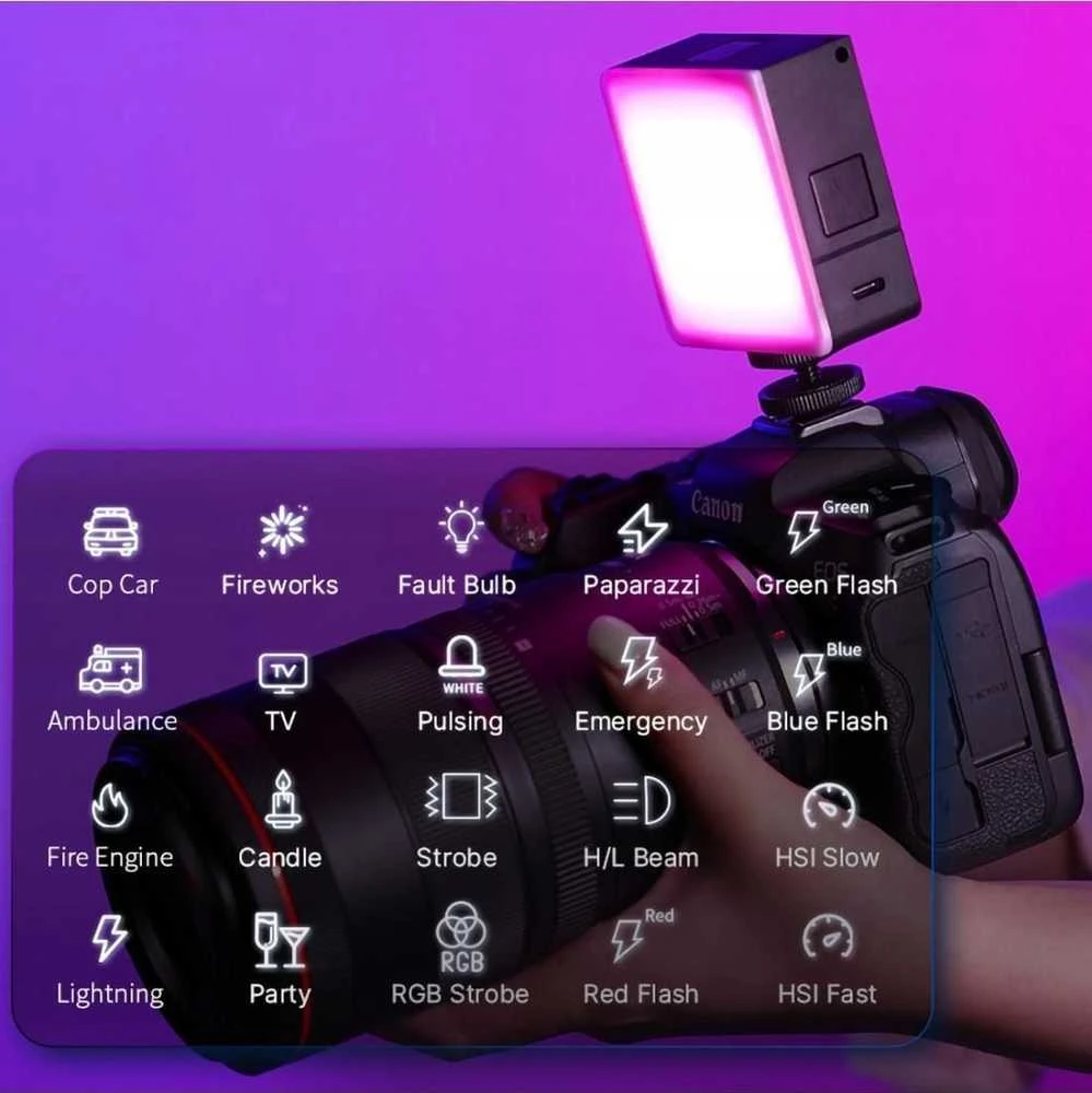 Ulanzi VL49 RGB PRO LED šviestuvas RGB, WB (2500 K - 9000 K)