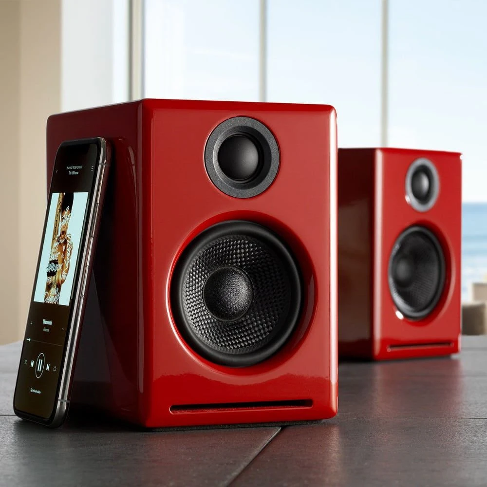 Garso kolonėlės AudioEngine A2+ BT, 30 W | raudonos spalvos
