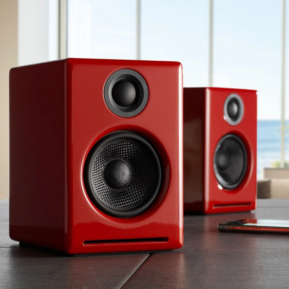 Garso kolonėlės AudioEngine A2+ BT, 30 W | raudonos spalvos