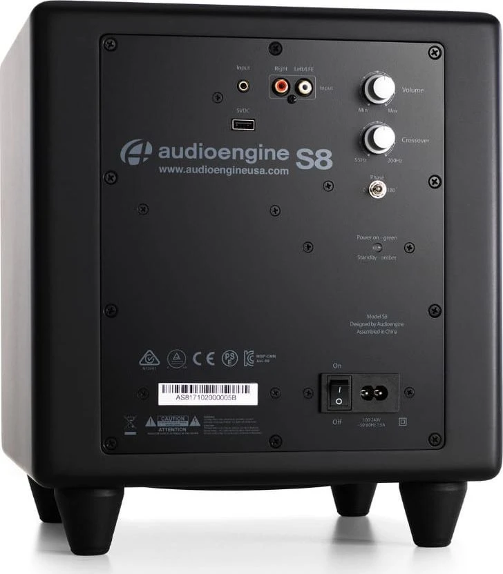 Aktyvi žemųjų dažnių kolonėlė AudioEngine S8, 125 W, Juoda