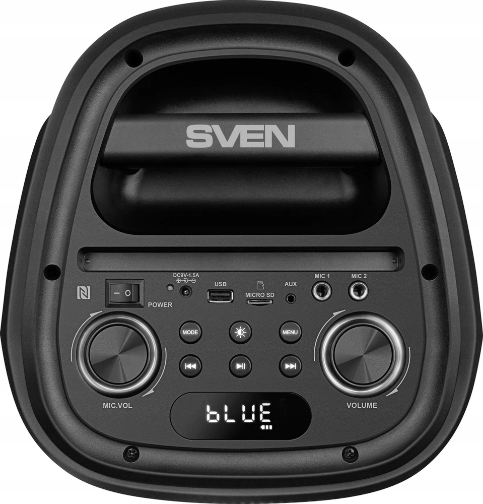 Garsiakalbis SVEN PS-800, juodas (100W, TWS, Bluetooth, FM, USB, Micro SD, LED ekranas, 4400mA*h)