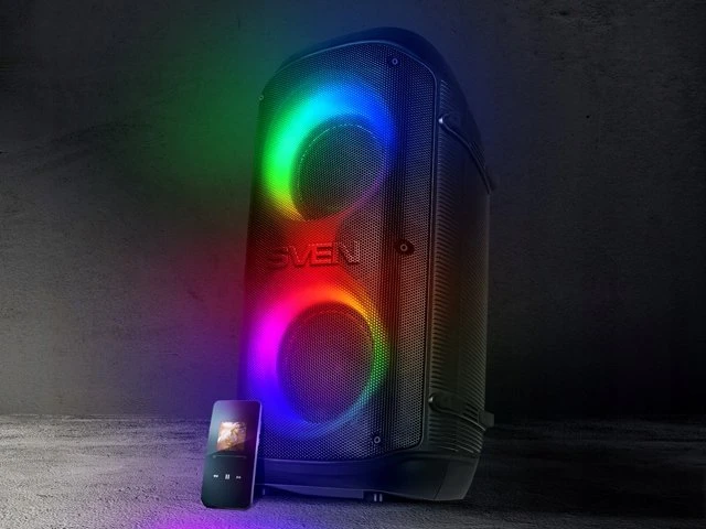 Garsiakalbis SVEN PS-800, juodas (100W, TWS, Bluetooth, FM, USB, Micro SD, LED ekranas, 4400mA*h)