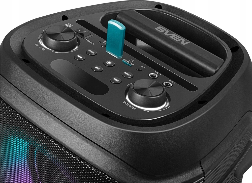 Garsiakalbis SVEN PS-800, juodas (100W, TWS, Bluetooth, FM, USB, Micro SD, LED ekranas, 4400mA*h)