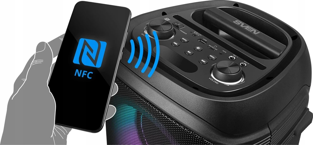 Garsiakalbis SVEN PS-800, juodas (100W, TWS, Bluetooth, FM, USB, Micro SD, LED ekranas, 4400mA*h)