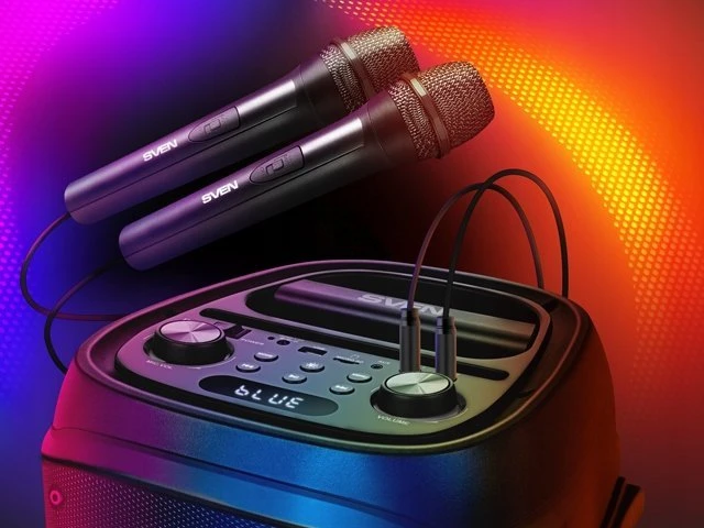 Garsiakalbis SVEN PS-800, juodas (100W, TWS, Bluetooth, FM, USB, Micro SD, LED ekranas, 4400mA*h)