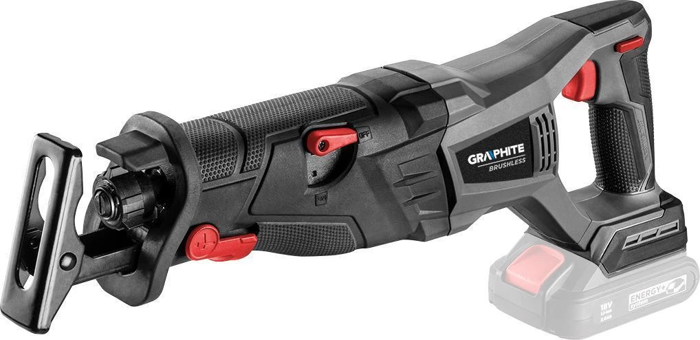 Graphite 58G096 kampinis pjūklas su raudonos spalvos elementais
