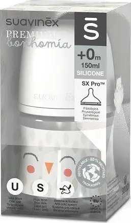 Suavinex 307833-Buteliukas 150ML/SMOCZEK FIZJOLOGICZNY SX PRO WOLNY PRZEPŁYW/SOWA BEŻOWA/BONHOMIA