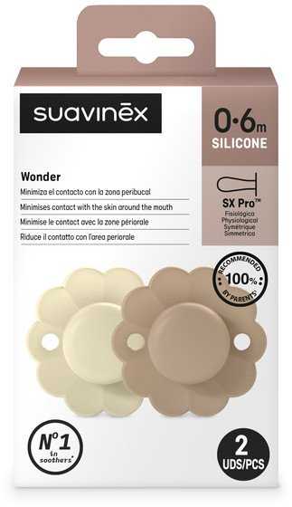 Suavinex SUAVINEX - 308404-FIZIOLOGINIS ŽINDYKAS SX PRO SILIKONINIS 2VNT/0-6M/WGRAY-CORK/WONDER