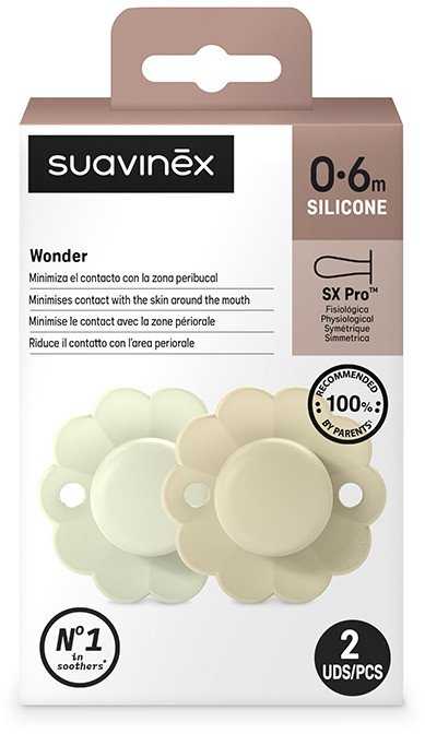 Suavinex SUAVINEX - 308405-SMOCZEK FIZJOLOGICZNY SX PRO SILIKONOWY 2SZT/0-6M/AQUA-WGRAY/WONDER