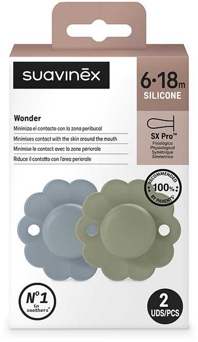 Suavinex SUAVINEX - 308408-SMOCZEK FIZJOLOGICZNY SX PRO SILIKONOWY 2SZT/6-18M/LAKE-Žalias/WONDER