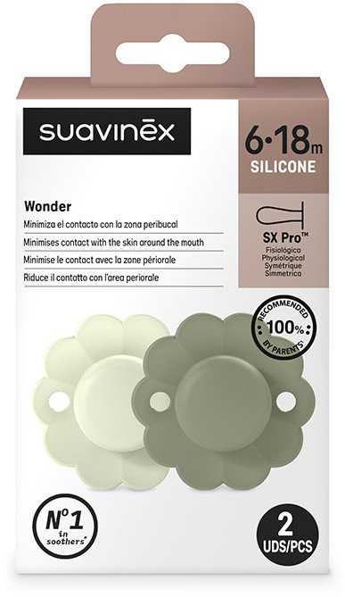 Suavinex SUAVINEX - 308411-SMOCZEK FIZJOLOGICZNY SX PRO SILIKONOWY 2SZT/6-18M/AQUA-Žalias/WONDER