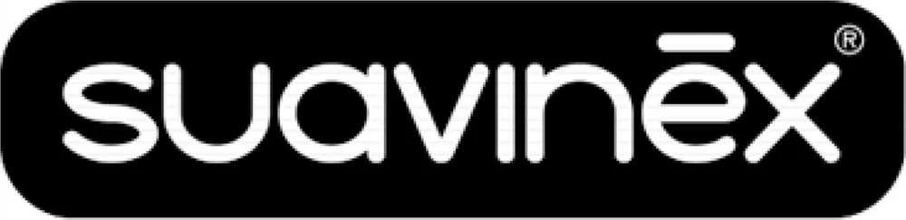 Suavinex logotipas juodame stačiakampyje