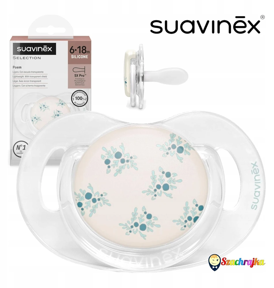 Suavinex 308933-PHYSIOLOGICAL čiulptukas SX PRO SILICONE 6-18M MĖLYNAS POETRY