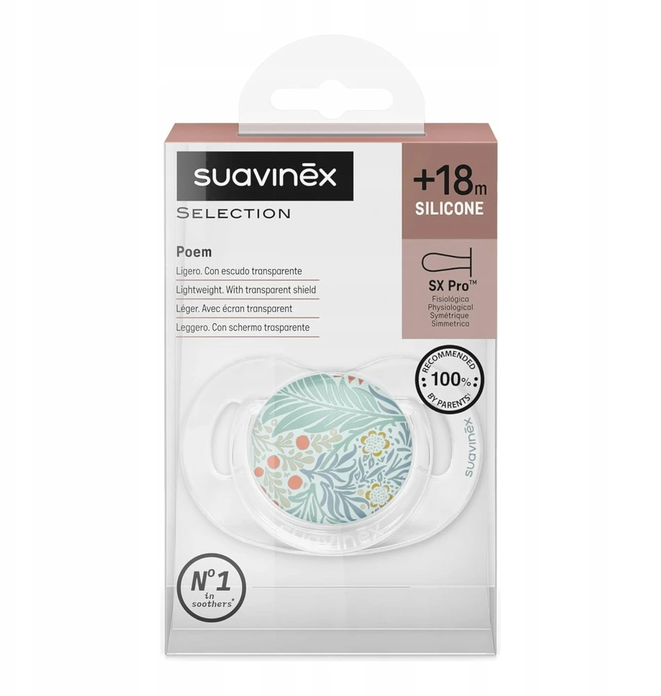 Suavinex 308936-PHYSIOLOGICAL čiulptukas SX PRO SILICONE 18M MĖLYNA POETRY