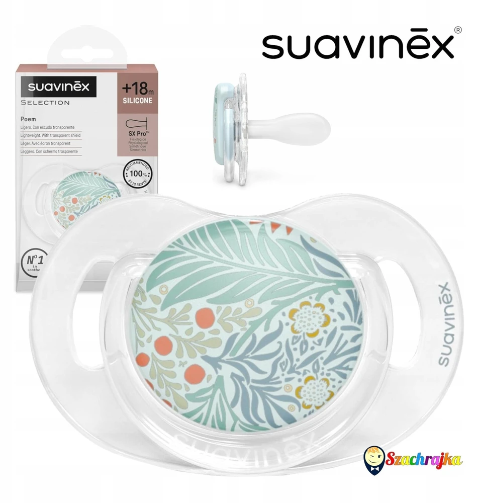 Suavinex 308936-PHYSIOLOGICAL čiulptukas SX PRO SILICONE 18M MĖLYNA POETRY