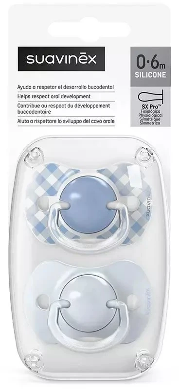 Suavinex 309059-PHYSIOLOGICAL čiulptukas SX PRO 0-6M 2 vnt. Mėlynas WILD&FREE