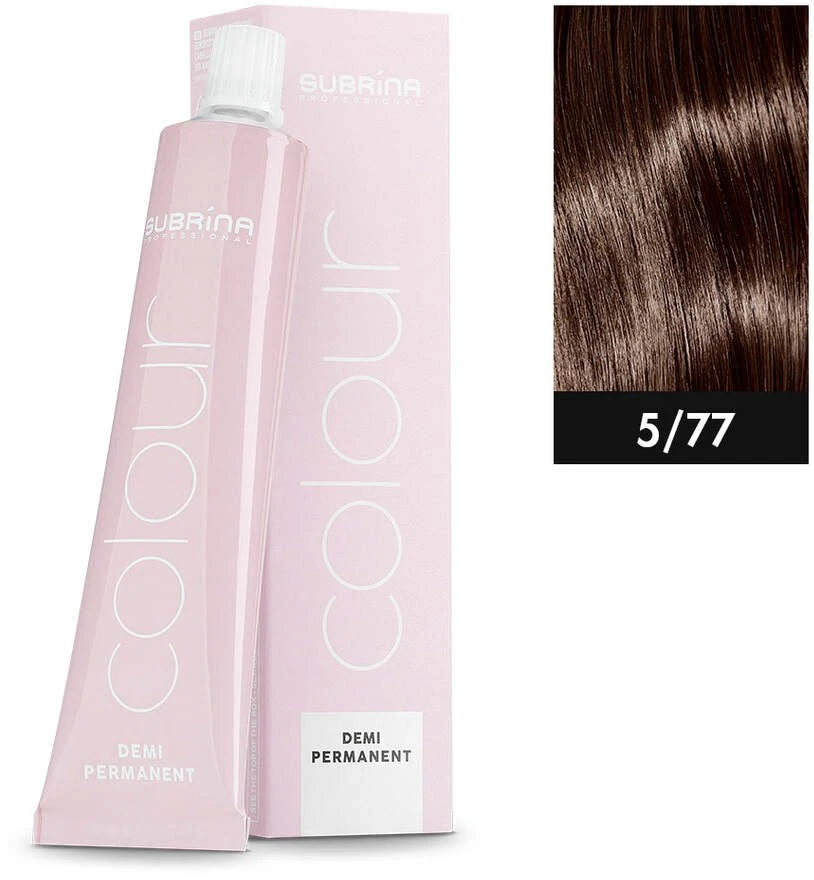 Subrina Professional , Demi Permanent Colour, Demi-Permanent Hair Dye, 5/77 Light Chocolate Brown, 60 ml Unisex