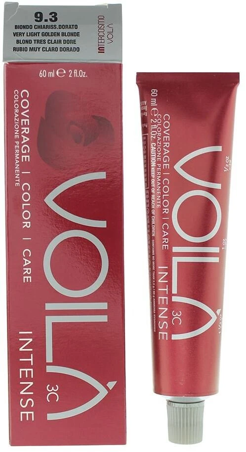 Intercosmo Voila 3C Intense Permanent Hair Dye 9.3 Very Light Golden Skirtas šviesiems plaukams, 60 ml