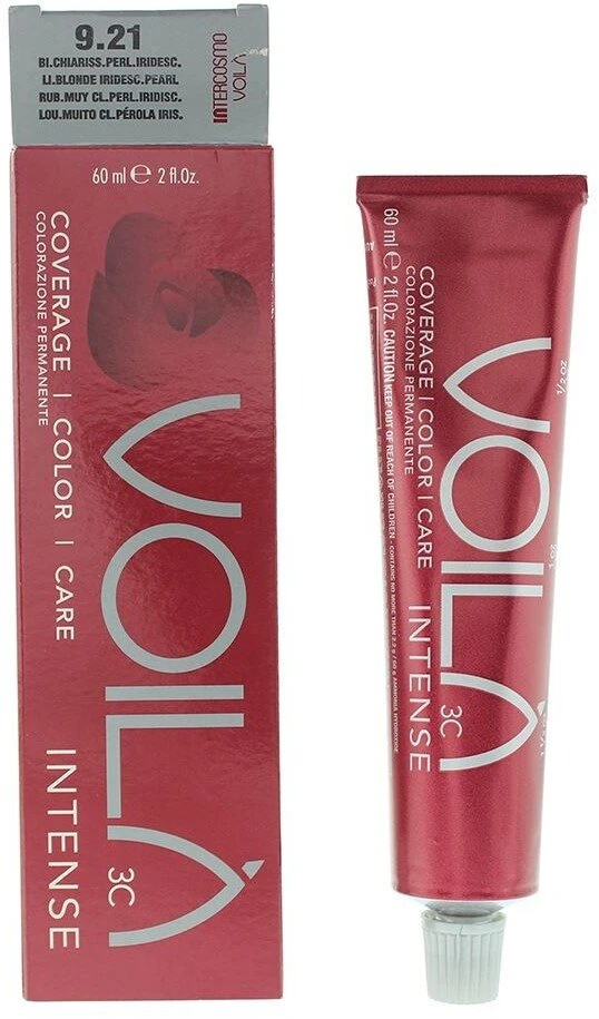 Intercosmo Voila 3C Intense Permanent Hair Dye 9.21 Light Skirtas šviesiems plaukams Iridescent Pearl, 60 ml