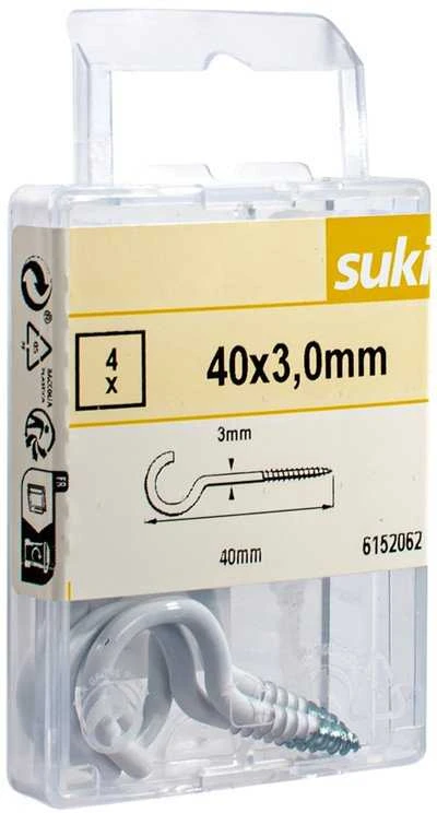Kabliukai Suki, 40 x 3 x 15 x 9 mm, 4 vnt.