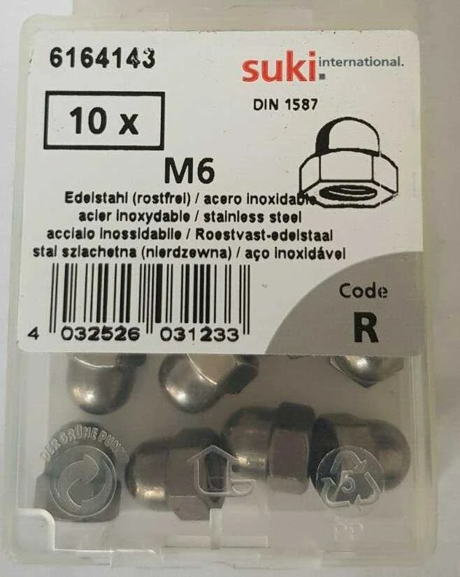SUKI Veržlės DIN 1587, 6 mm, 10 vnt.