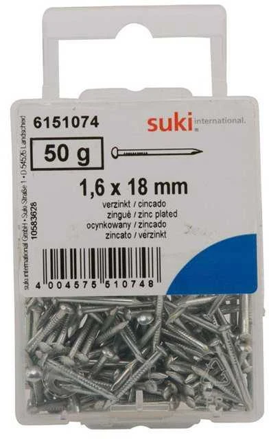 SUKI Statybinės vinys, 1.6 x 18 mm, 50 g