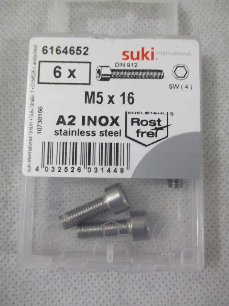 Varžtai Suki, DIN912, M5 x 16 mm, A2, 6 vnt.