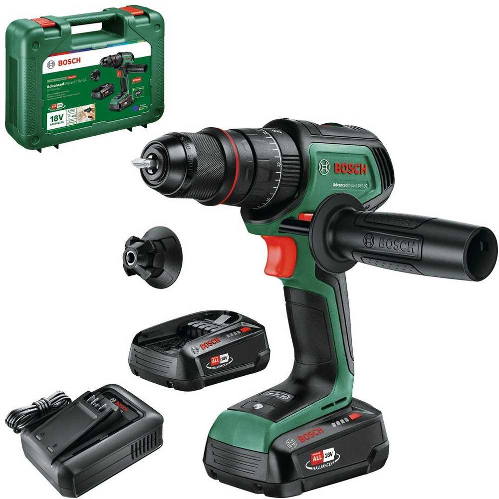 Suktuvas - gręžtuvas Bosch AdvancedImpact 18V-80 QuickSnap 2 x akumulator 2.5 Ah (06039E2102)