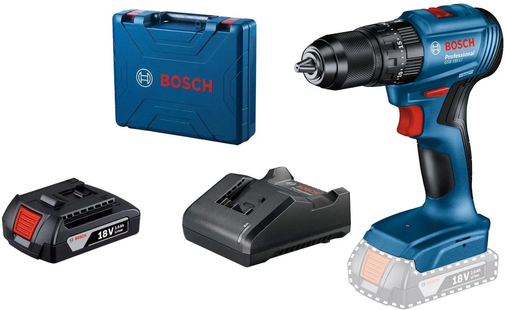 Grąžtas Bosch Carruzzo CORDLESS DRILL GSB-185 LI 18V 1X2.0AH