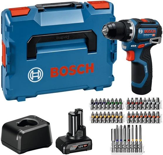 Suktuvas - gręžtuvas Bosch Powertools Suktuvas - gręžtuvas akumuliatorinė GSR 12V-32 Professional, 12Volt (mėlyna/juoda, akumulator litowo-jonowy 2,0Ah + 4,0Ah, 40-częściowy komplektas akcesoriów, L-BOXX) (06019N7005)