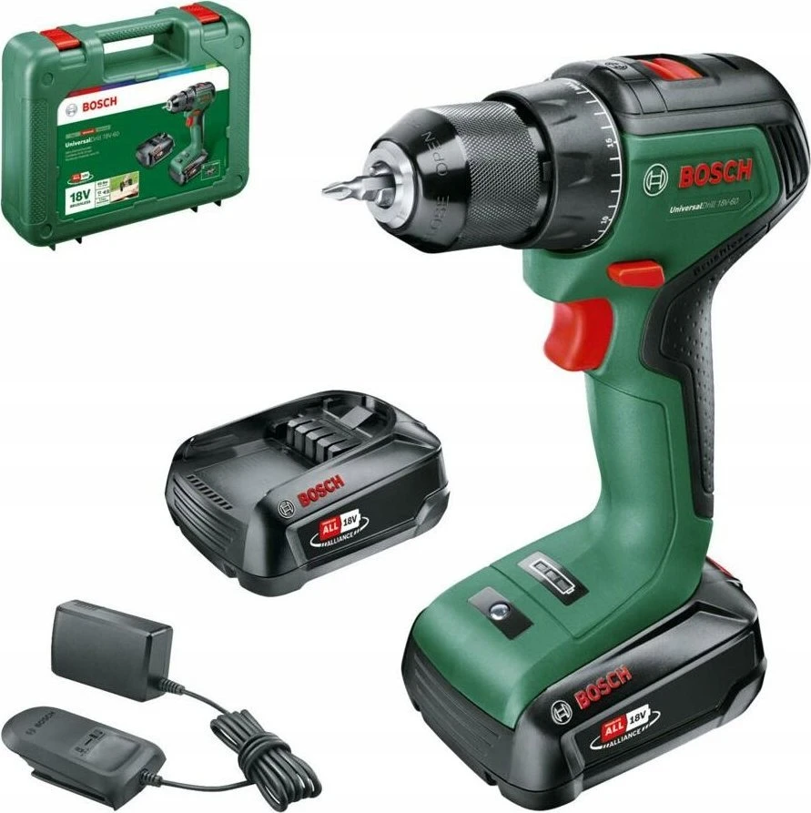 Bosch UniversalDrill 18V-60,2x2 Akum.suktuvas