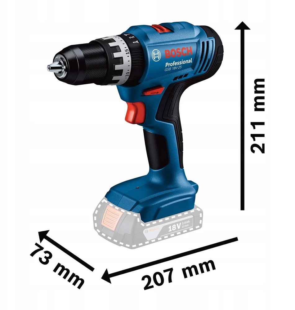 Bosch WIERT.WKRET.AKU.GSB 18V-25 BEZ AKUMULATORA I LADOWARKI