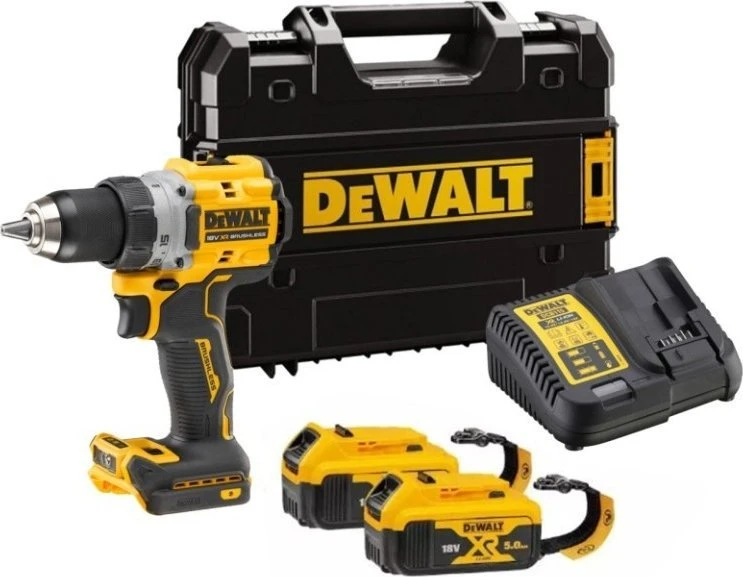 Akumuliatorinis suktuvas-gręžtuvas DeWalt DCD800P2LRT-QW; 18 V; 2x5,0 Ah akum.