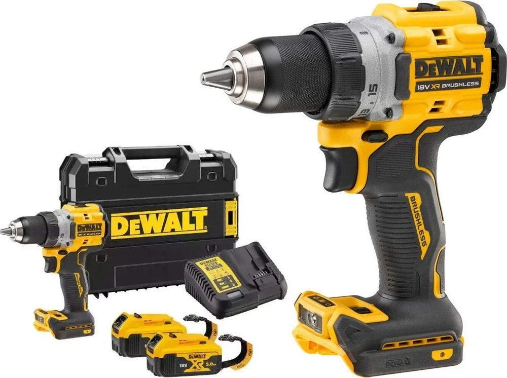 Akumuliatorinis suktuvas-gręžtuvas DeWalt DCD800P2LRT-QW; 18 V; 2x5,0 Ah akum.