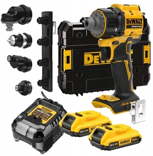Grąžtas Akumuliatorinė gręžimo-suktuvo galvutė su 4 keičiamomis galvutėmis, 18 V XR, 73 Nm, DeWALT [DCD803D2T-QW] 2x2,0Ah