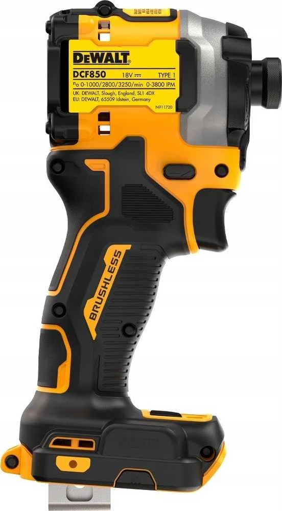 Dewalt DCF850 smūginis suktuvas, šoninis korpuso vaizdas