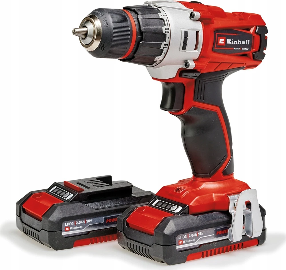 Einhell Ak. grežtuvas TE-CD 18/2 Li (2x2,0 Ah) kroviklis ir 2 vnt. akumuliatorių 18V 2,0 Ah
