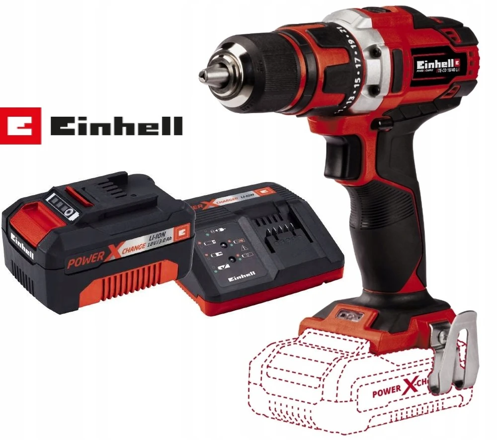 Gręžtuvas-suktuvas Einhell TE-CD 18/40 LI BL 18 V 1 x akumuliatorius 2.5 Ah