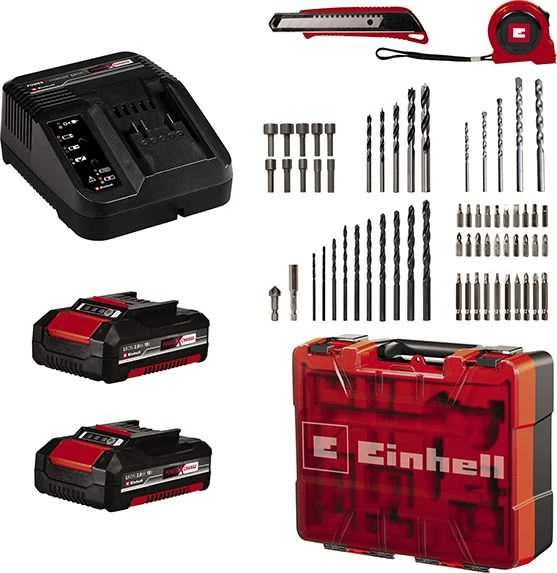 Einhell smūginis suktuvas gręžtuvas TE-CD 18/40 Li-i + 64 priedai (2×2,0Ah) 4513992