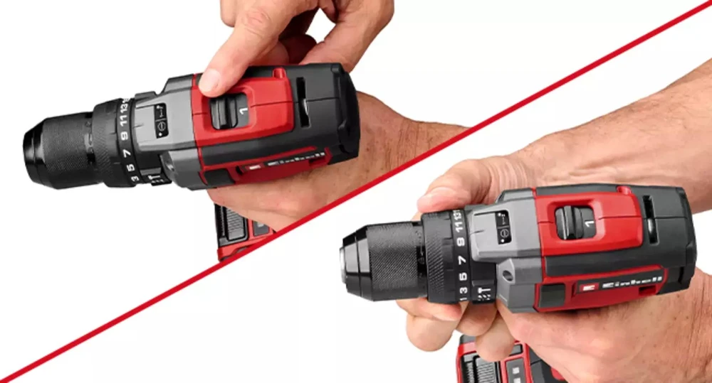Einhell suktuvas-gręžtuvas pavarų perjungimas